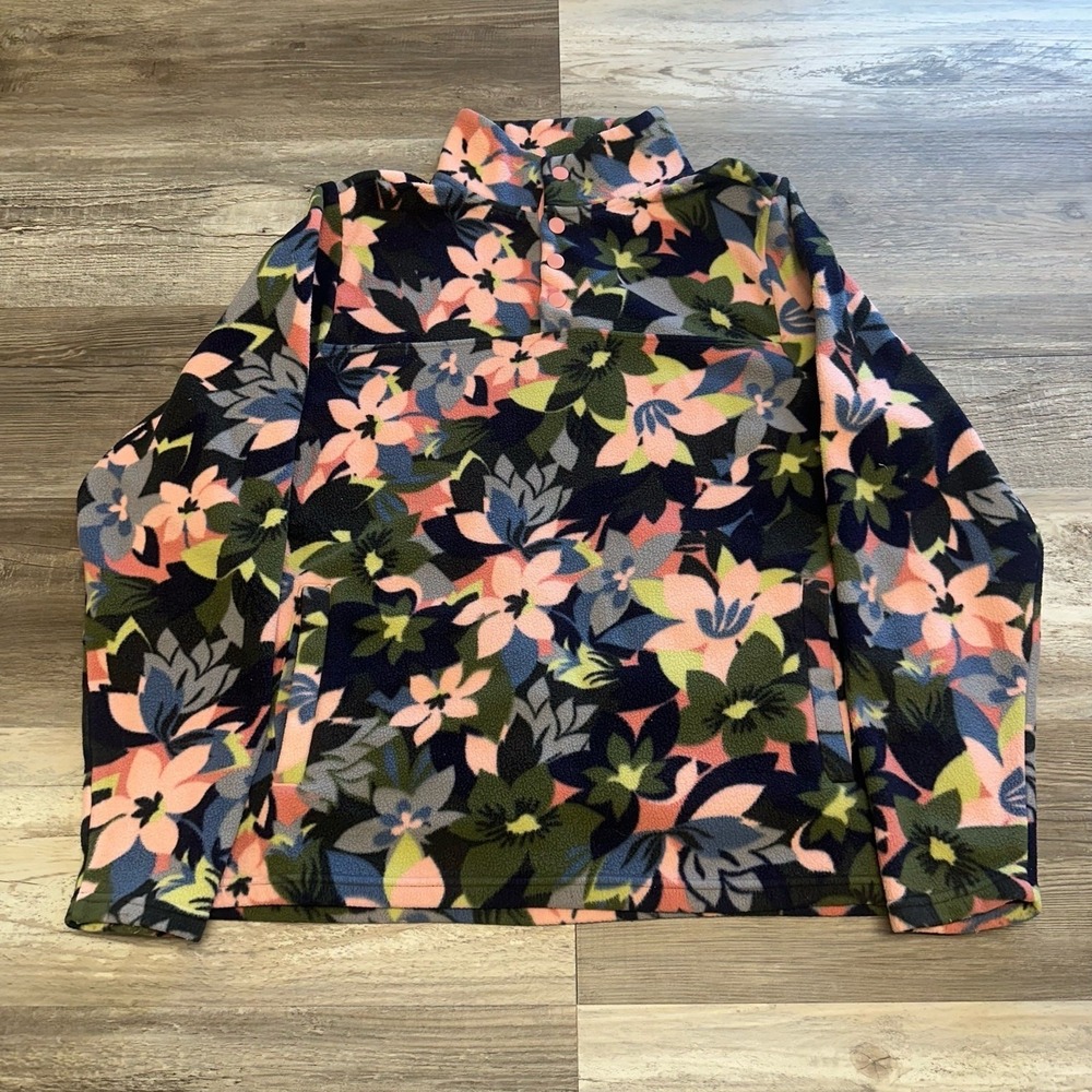 Vera Bradley Snap Fleece Jacket Sweatshirt Multicolor Womens L Floral Patterned